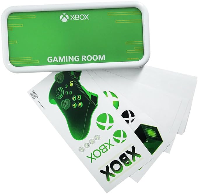 Paladone Xbox Officially Licensed Light Up Gaming Room Sign, Customizable with Stickers, LED Hanging Decor for Wall or Door, Gift for PlayStation Gamers, Green Accent Light with Custom Name - LeafyLoom