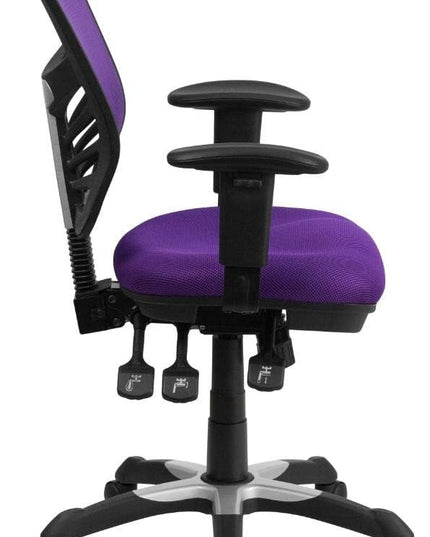 Flash Furniture Nicholas Mid-Back Swivel Office and Gaming Chair, Ergonomic Mesh Office Chair with Adjustable Lumbar Support and Height, Purple - LeafyLoom