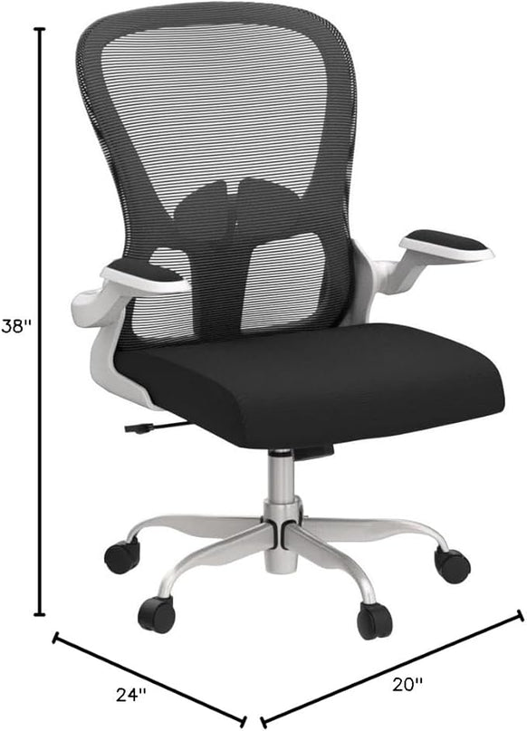 Ergonomic Office Chair, Comfort Swivel Home Office Task Chair, Breathable Mesh Desk Chair, Lumbar Support Computer Chair with Flip-up Arms and Adjustable Height - LeafyLoom