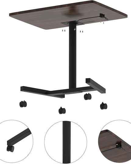 Rolling Desk Adjustable Height, Presentation Podium with Tablet Slot, 28 Inch Mobile Laptop Stand Desk Rolling Cart for Home Office Classroom - LeafyLoom