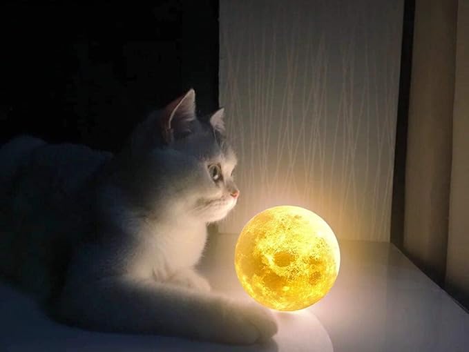 CPLA Moon Lamp 2024 Upgrade 6inch 128 Colors, Kids Room Decor Home Decor- 3D Printing Moon Night Light for Kids Adults- Gifts for Girls Boys Men Women Birthday- Wooden Stand & Remote/Touch Control - LeafyLoom