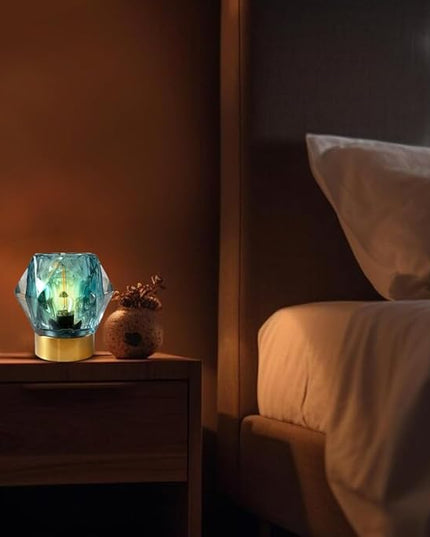 Battery Operated Cordless Lamp Timer,Decorative Table Lamp Battery Powered Lamp with LED Bulb,Decorative Bedside Lamp for Living Room,Bedside Lamp,Night Light (Blue) - LeafyLoom