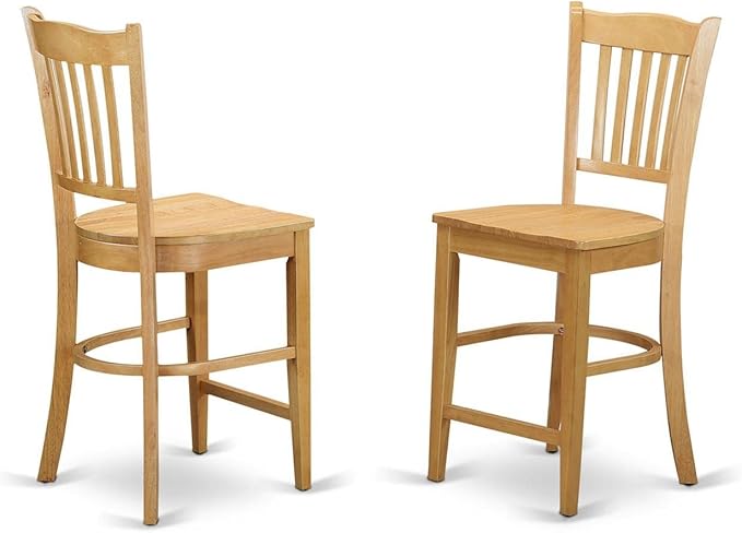 East West Furniture EDGR3-OAK-W Eden 3 Piece Kitchen Counter Height Set Contains a Round Wooden Table with Pedestal and 2 Dining Chairs, 30x30 Inch, Oak - LeafyLoom