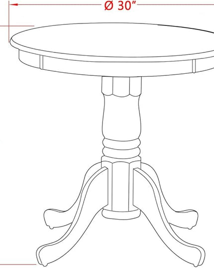 East West Furniture EMT-BCH-TP Eden Kitchen Dining Table - a Round Solid Wood Table Top with Pedestal Base, 30x30 Inch, Black & Cherry - LeafyLoom