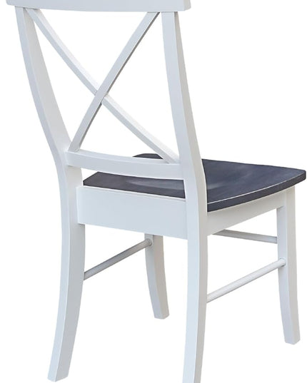 International Concepts X-Back Solid Wood Seat Chairs, White/Heather Gray - LeafyLoom