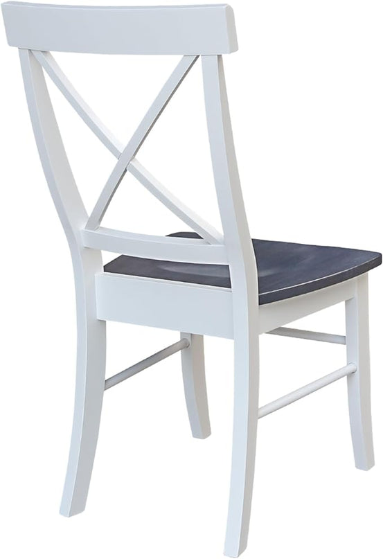 International Concepts X-Back Solid Wood Seat Chairs, White/Heather Gray - LeafyLoom