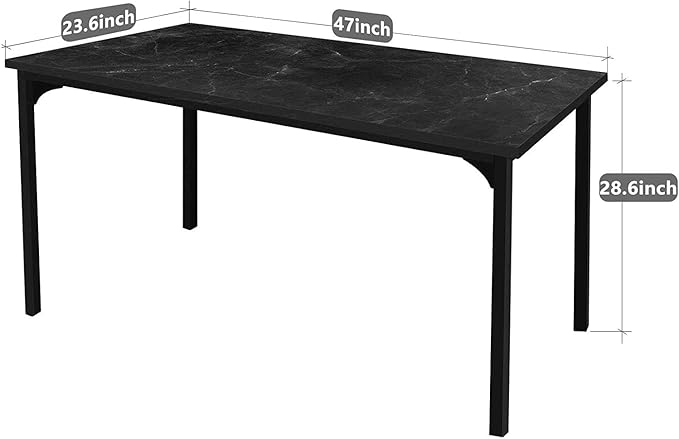 HealSmart Home Office Computer Desk Ideal for Work Study, Writing, or Gaming Size, Thickened 47 Inches, Black - LeafyLoom