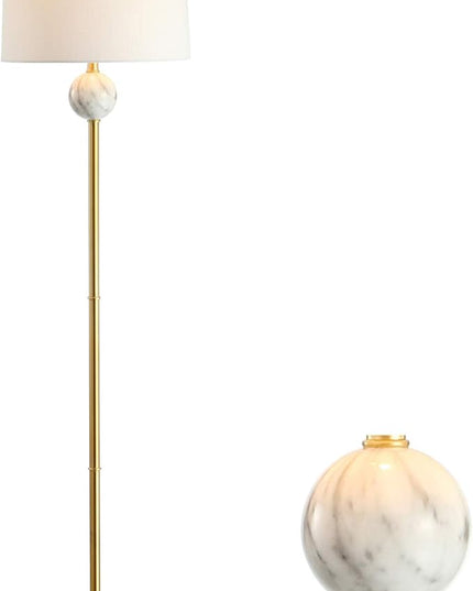 JONATHAN Y JYL1093A Vaughn 60" Modern Metal/Resin LED Floor Lamp Classic,Glam,Transitional for Bedrooms, Living Room, Office, Reading, BrassGold/White - LeafyLoom