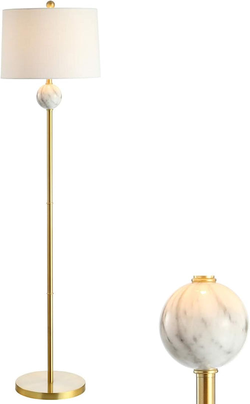 JONATHAN Y JYL1093A Vaughn 60" Modern Metal/Resin LED Floor Lamp Classic,Glam,Transitional for Bedrooms, Living Room, Office, Reading, BrassGold/White - LeafyLoom