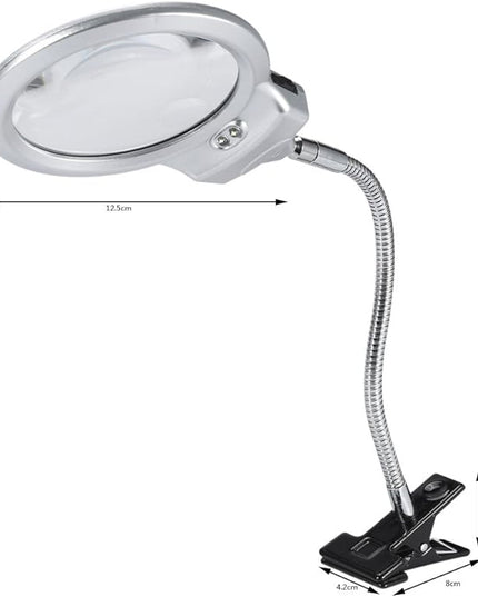 LED magnifying lamp, table magnifying glass, magnifying glass lighting lens with flexible gooseneck, for bed lamp, tattoo, manicure, makeup, eyelashes, suitable for crafts, - LeafyLoom