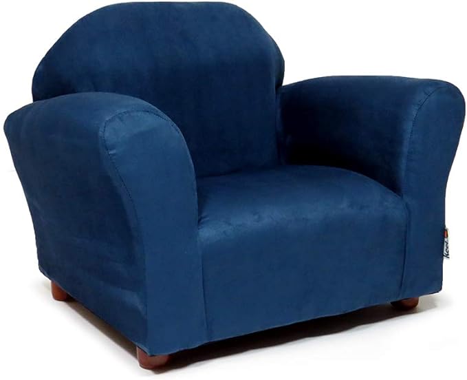 Keet Microsuede Children's Chair, Roundy,Wood, Indigo - LeafyLoom