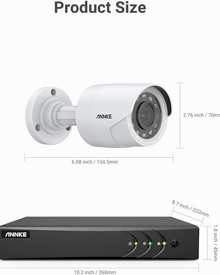 ANNKE 8CH 3K Lite Wired Security Camera System, H.265+ DVR with AI Human/Vehicle Detection, 4X 1080p CCTV Bullet Cams, 100ft Night Vision, Easy Remote Access, Motion Alert, No Hard Drive Disk ANNKE