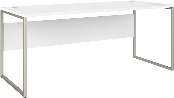 Bush Business Furniture Hybrid 72W x 30D Computer Table Desk with Metal Legs in White - LeafyLoom