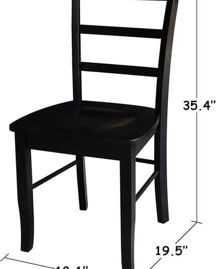 International Concepts Pair of Madrid LadderBack Chairs, Black - LeafyLoom
