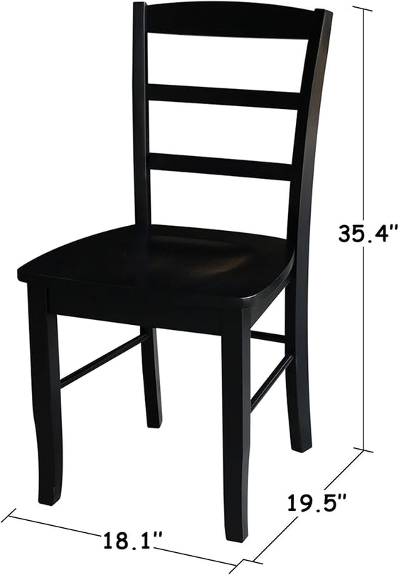 International Concepts Pair of Madrid LadderBack Chairs, Black - LeafyLoom