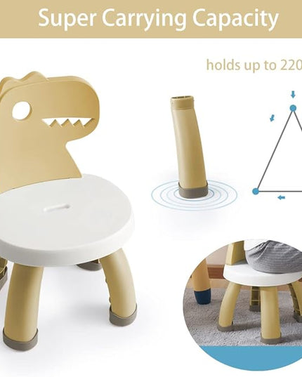 Toddler Chair,Plastic Kids Dino Chair,Sturdy Durable and Lightweight Toddler's Activity Chairs,Anti-Slip Ergonomic Design kids step stool,Indoor or Outdoor Use for Boys Girls Aged 2+ (Yellow) - LeafyLoom