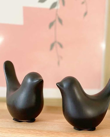 Black Bookshelf Decor Aesthetic, Decorative Birds Black Decor for Living Room, Modern Bathroom Decor for Shelf Bookshelf Fireplace Desktop Table Top Decor - LeafyLoom
