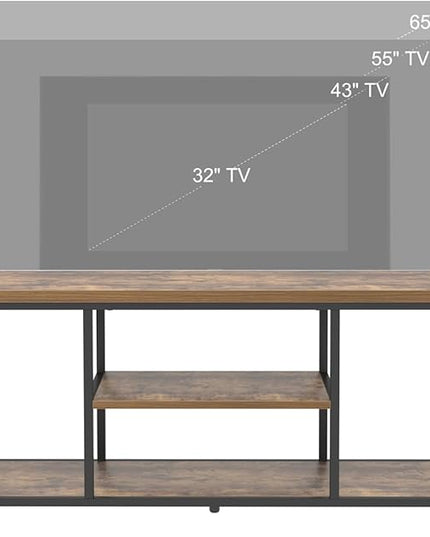55 Inch TV Stand for Televisions up to 65 Inch, Modern Entertainment Center with Storage Shelves, Industrial Media TV Console for Living Room, Bedroom, Rustic Brown - LeafyLoom