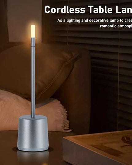 Portable LED Metal Table Lamp - 3 Level Brightness Touch Control Desk Lamps for Bedroom Nightstand,Rechargeable Battery - Ideal Bedside Lamp for Bedroom Nightstand - LeafyLoom