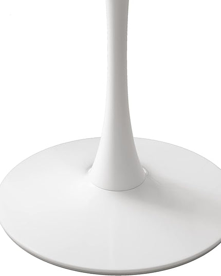 NicBex 32Inch Round Dining Table,Modern Kitchen Table with Printed White Marble Tabletop and Metal Base for 2 to 4,Leisure Coffee Table for Kitchen,Small Space and Living Room,Space-Saving,White - LeafyLoom