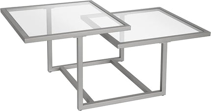 Henn&Hart 43" Wide Square Coffee Table in Nickel, Modern coffee tables for living room, studio apartment essentials - LeafyLoom