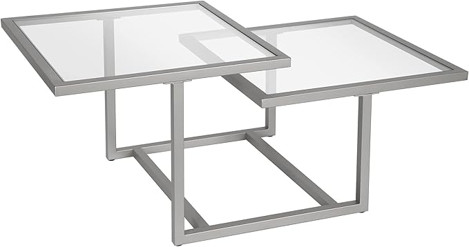 Henn&Hart 43" Wide Square Coffee Table in Nickel, Modern coffee tables for living room, studio apartment essentials - LeafyLoom