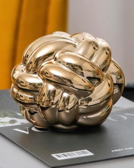 1pcs Gold Knot Decor (XL) Coffee Table Books, Book Shelf Decor Accents, Designer Books Decor Set, Decorative Objects, Living Room Console Table Decor - LeafyLoom