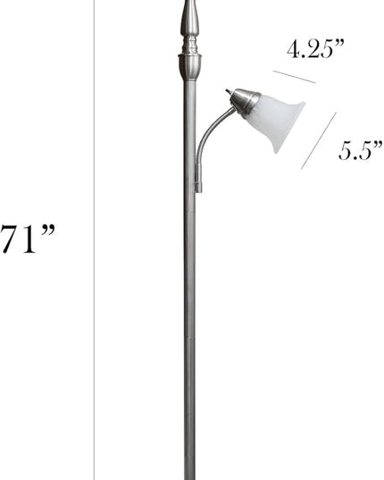 Elegant Designs LF2003-BSN 2 Light Mother Daughter White Marble Glass Floor Lamp, Brushed Nickel - LeafyLoom