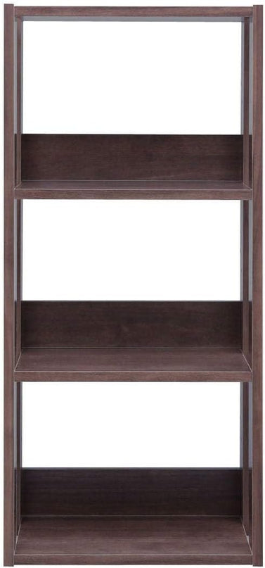 IRIS USA 3-Tier 16" Medium Open Wooden Bookshelf with Adjustable Shelves, Easy Assembly Bookcase Farmhouse Shelf for Small Spaces Bedroom Office Living Room Indoor, Brown - LeafyLoom