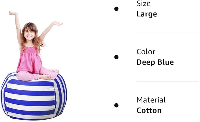 Stuffed Animal Storage Bean Bag Chair Cover for Kids Room, Stuffed Animals Storage Organizer Boys and Girls Plush Toy—Deep Blue - LeafyLoom