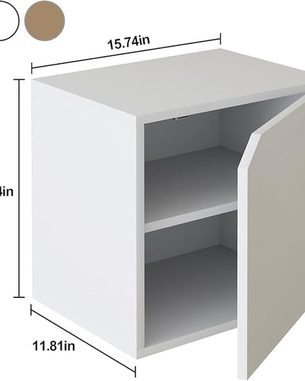 Storage Cube 2 Tires White Stackable Storage Shelf with Door, Cubby Organizer Wooden Display Shelf Closet Organizer,Modern Cubical Bookcase Small Storage Cabinet for Living Room Bedroom - LeafyLoom