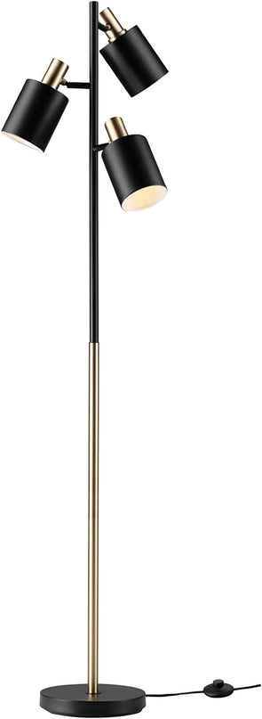 Globe Electric 67354 67" 3-Light Track Tree Lamp, Matte Black, Matte Brass Accents, Floor Lamp for Living Room, Adjustable Lamp, Home Office Accessories, Home Improvement, Reading Lamp - LeafyLoom