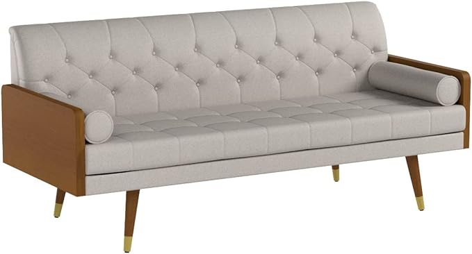 Christopher Knight Home Aidan Mid Century Modern Tufted Fabric Sofa, Beige - LeafyLoom