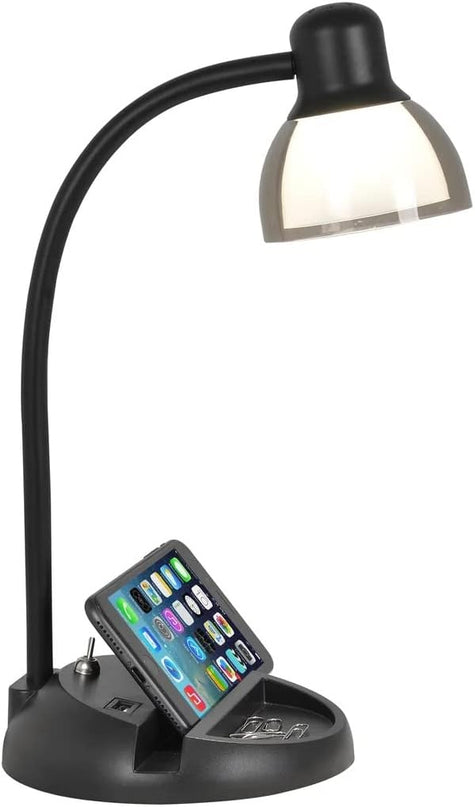 SIMPLEE ADESSO Charging Station LED Desk Lamp, Black Finish - LeafyLoom