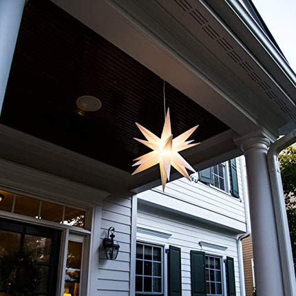 Elf Logic Large 18" Easy Assembly, Remote Controlled, Color Changing, Hanging LED Moravian Star Light. Use as Holiday Decoration, Porch Light, Advent Star, Wedding and Ballroom Venue Decor - LeafyLoom