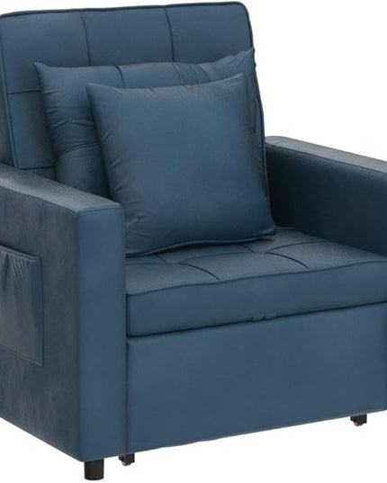 XSPRACER [UPDATED] Convertible Sleeper Chair Bed 3 in 1, Stepless Adjustable Backrest,Armchair, Sofa, Bed, Flannel, Dark Blue, Single One - LeafyLoom