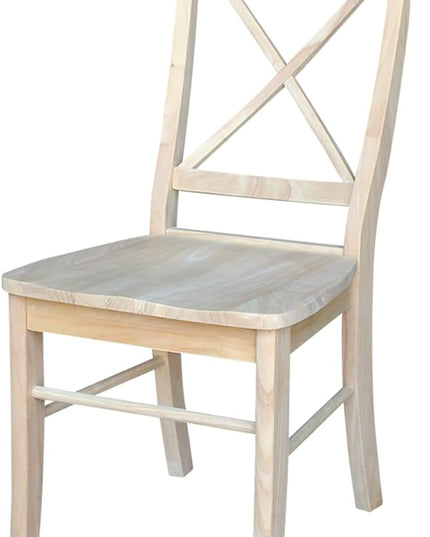 International Concepts Set of 2 X-Back Dining Chairs and Curved X Back Chair, Unfinished Wood - LeafyLoom
