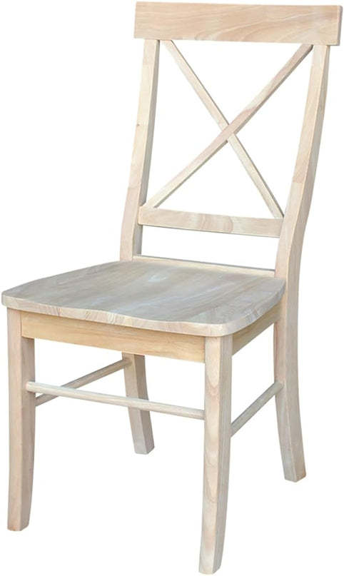 International Concepts Set of 2 X-Back Dining Chairs and Curved X Back Chair, Unfinished Wood - LeafyLoom