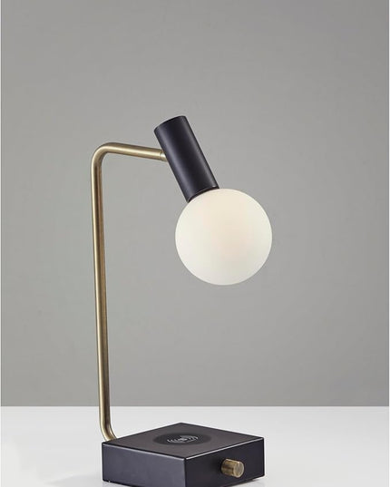 Adesso 3214-01 Windsor LED Desk Lamp Wireless Charging, 7W LED, 5W QI, USB Port, Indoor Lighting Lamps,Black - LeafyLoom