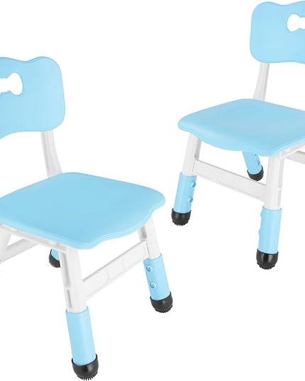 FUNLIO Adjustable Kids Chair (2pcs), 3 Level Height Adjustable Toddler Chair for Ages 3-8, Sturdy Child Chair with Maximum Bearing 220lbs, for Classrooms/Daycares/Homes, CPC & CE Approved - Blue - LeafyLoom