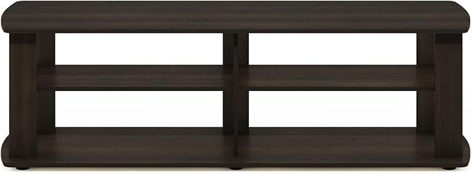 Furinno Nelly Entertainment Center TV Stand, Short 43.3"(W) x13.4(H) x13.1(D), Dark Brown - LeafyLoom