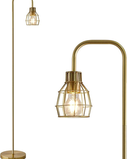 Oneach 63.75" Modern Floor Lamp for Living Room Industrial Floor Lamp with 4W LED Bulb Standing Lamp with Footswitch Gold Floor Lamp for Bedroom Pole Lamp for Office Study Room Hotel - LeafyLoom