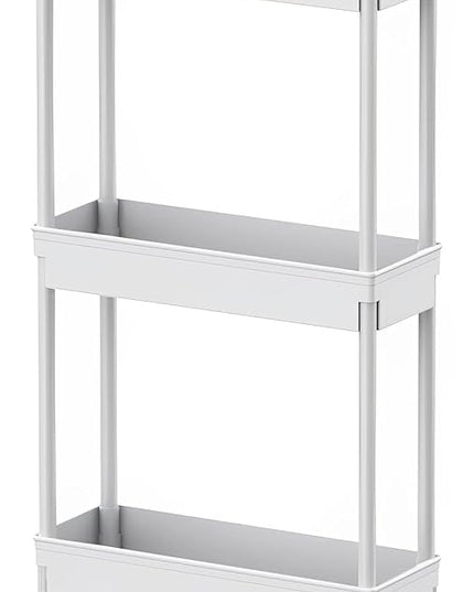 Sooyee 3 Tier Rolling Cart with Wheels,Slim Storage Cart,Narrow Storage Cabinet,Under Desk Storage,Rolling Utility Cart Storage Organizer for Office Bathroom Kitchen Laundry Room Narrow Places, White - LeafyLoom