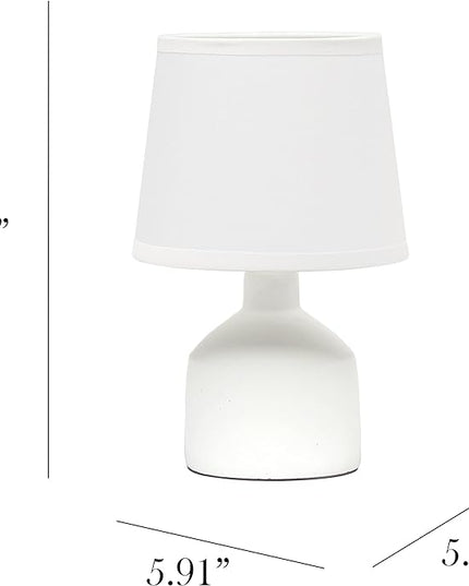 Simple Designs LT2080-OFF Mini Bocksbeutal Concrete Table Desk Lamp with Tapered Drum Fabric White Shade, Off White (Pack of 12) - LeafyLoom