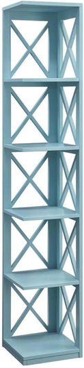 Convenience Concepts Oxford 5 Tier Corner Bookcase, Sea Foam - LeafyLoom