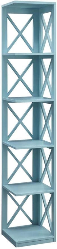 Convenience Concepts Oxford 5 Tier Corner Bookcase, Sea Foam - LeafyLoom