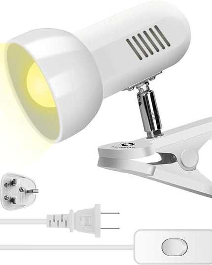 Clamp Light,360° Rotation Clip on Lamp Portable Book Reading Light,Clamp on Desk/Table/Bunk Bed/Cupboard Home Lighting, (Clamp Light Two Colors for Your Choice) White - LeafyLoom