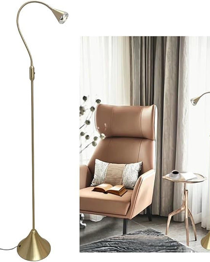 LED Floor Lamp,Floor Lamp for Living Room,Bedroom,Office,Reading Lamp,Floor Light,Flexible Gooseneck,Metal,Gold,LED 5W,3000K,Energy Efficient Super Bright for Home and Hotel. - LeafyLoom