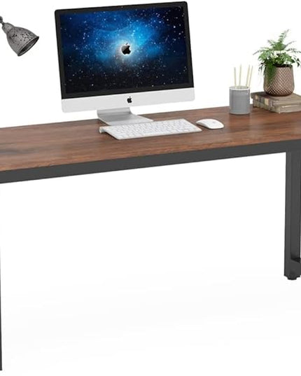 Tribesigns Computer Desk, 63 inch Large Office Desk Computer Table Study Writing Desk Workstation for Home Office, Rustic Brown - LeafyLoom