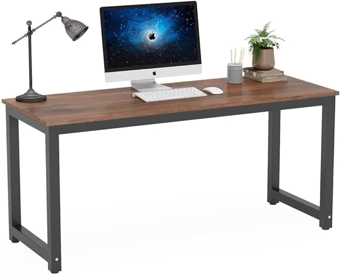 Tribesigns Computer Desk, 63 inch Large Office Desk Computer Table Study Writing Desk Workstation for Home Office, Rustic Brown - LeafyLoom
